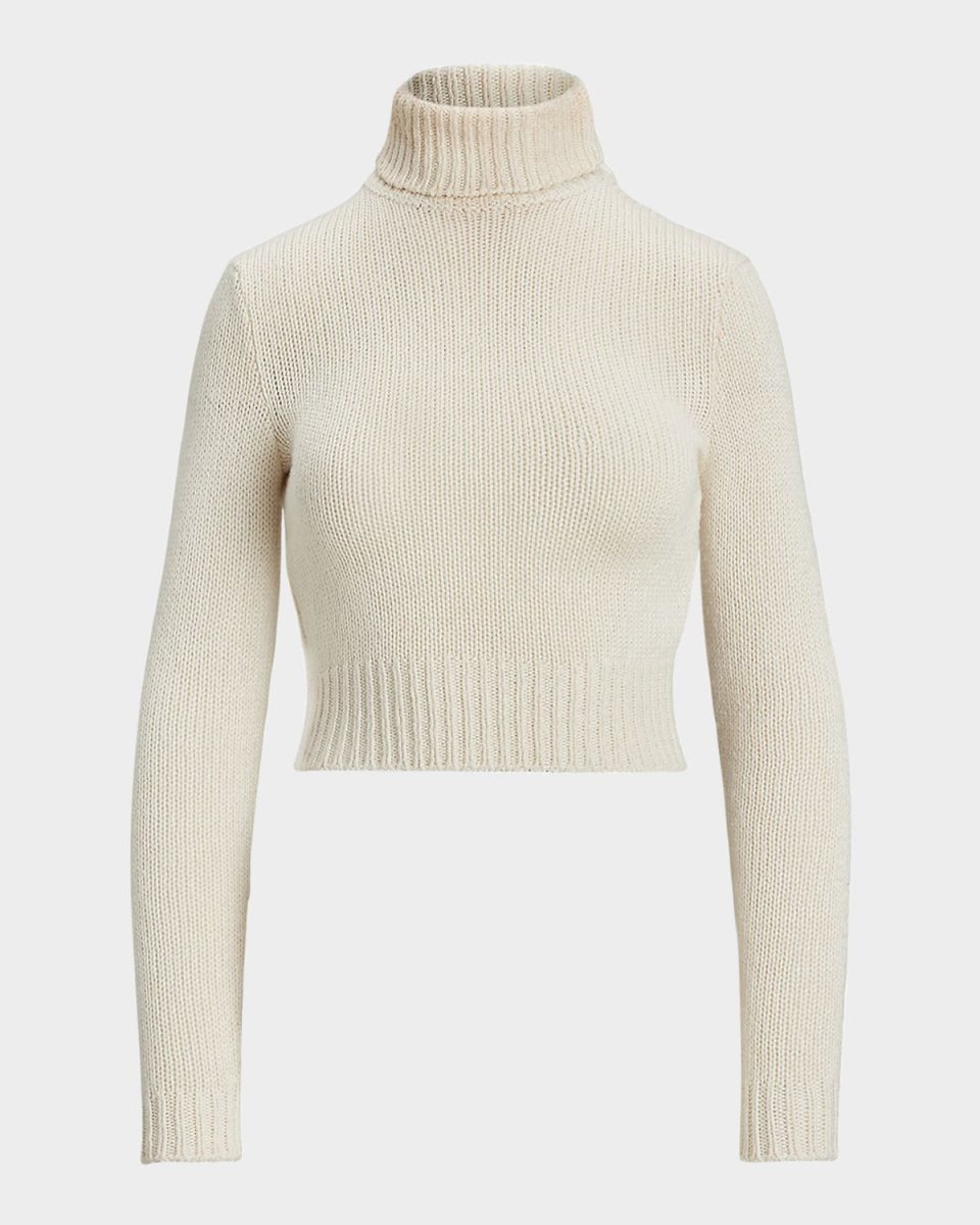 Turtleneck Lofty Silk Jersey Crop Sweat